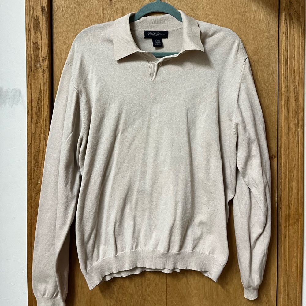 Brooks Brothers V-Neck Cream Sweater